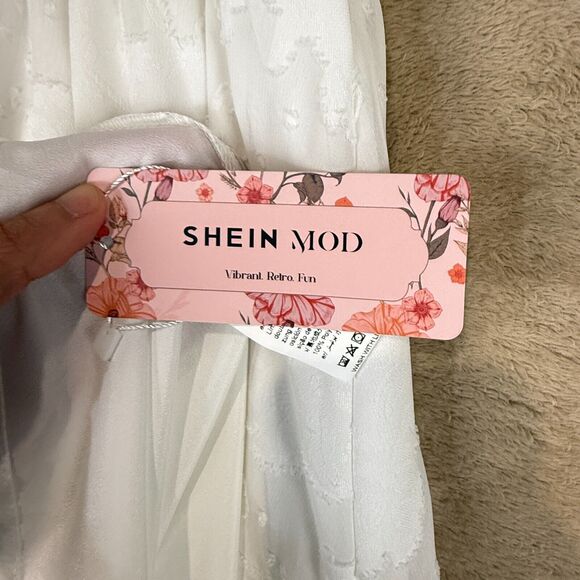 Shein Mod Dress Womens L White Ivory A Line Maxi Corset Bustier Cottage Romantic - Picture 5 of 16